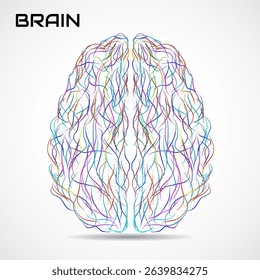 Abstract creative brain with paint strokes stock. Colorful vector illustration