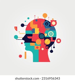 abstract creative brain thinking, vector illustration