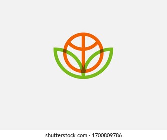 Abstraktes, kreatives, hellgrünes und orangefarbenes Logo-Blumensymbol für Ihr Unternehmen