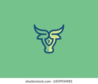 Abstract creative bull head with shield logo