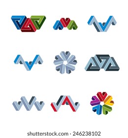 Abstract creative business icons vector collection, abstract stylish design elements set.