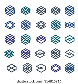 Abstract creative business icons vector collection, abstract stylish design elements set.