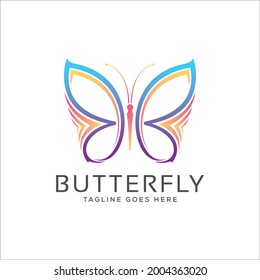 Abstract Creative Butterfly Logo Design, Colorful Butterfly Logo Template Illustration Concept