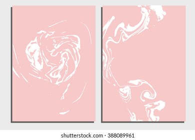 Abstract creative card templates. Weddings, menu, invitations, birthday, business cards with marble texture in trendy colors