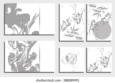 Abstract creative card templates. Weddings, menu, invitations, birthday, business cards with marble texture in trendy colors