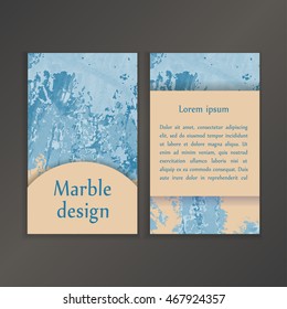 Abstract creative card templates. Weddings, menu, invitations, birthday, business cards with marble texture in trendy colors.