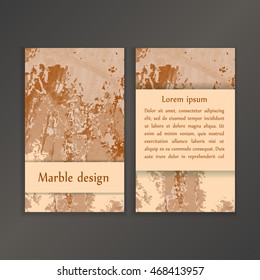 Abstract creative card templates. Weddings, menu, invitations, birthday, business cards with marble texture in trendy colors.