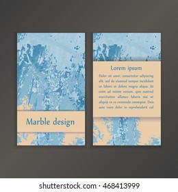 Abstract creative card templates. Weddings, menu, invitations, birthday, business cards with marble texture in trendy colors.