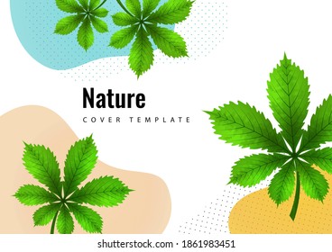 Abstract creative chestnut leaves, waves, bright modern background. Ecology concept. Vector illustration for your design.