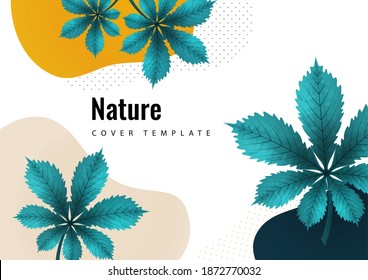 Abstract creative chestnut leaves, waves, bright modern background. Ecology concept. Vector illustration for your design.
