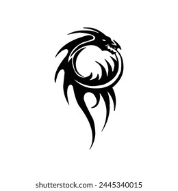 abstract creative china silhouette dragon animal art fantasy festival asian astrology dragon icon drawing logo design