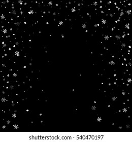 Abstract creative christmas falling snow isolated on background. Vector illustration clipart art for Xmas holiday decoration. Concept idea design element. Realistic snowflake. Winter frost effect