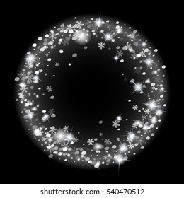 Abstract creative christmas falling snow isolated on background. Vector illustration clipart art for Xmas holiday decoration. Concept idea design element. Realistic snowflake. Winter frost effect