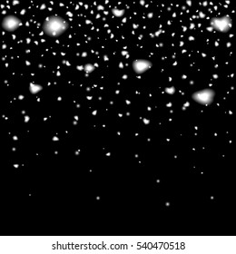 Abstract creative christmas falling snow isolated on background. Vector illustration clipart art for Xmas holiday decoration. Concept idea design element. Realistic snowflake. Winter frost effect