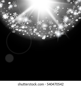Abstract creative christmas falling snow isolated on background. Vector illustration clipart art for Xmas holiday decoration. Concept idea design element. Realistic snowflake. Winter frost effect