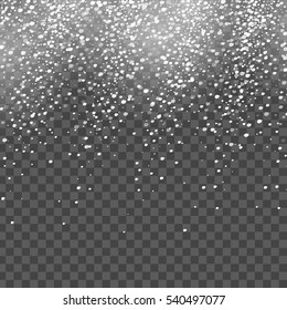 Abstract creative christmas falling snow isolated on background. Vector illustration clipart art for Xmas holiday decoration. Concept idea design element. Realistic snowflake. Winter frost effect