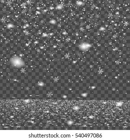 Abstract creative christmas falling snow isolated on background. Vector illustration clipart art for Xmas holiday decoration. Concept idea design element. Realistic snowflake. Winter frost effect