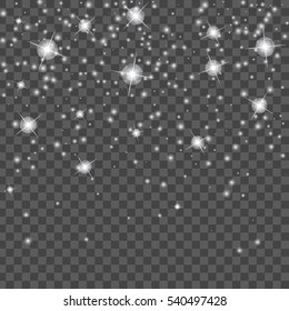 Abstract creative christmas falling snow isolated on background. Vector illustration clipart art for Xmas holiday decoration. Concept idea design element. Realistic snowflake. Winter frost effect