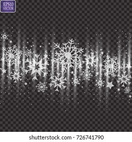 Abstract creative christmas falling snow isolated on background. Vector illustration clipart art for Xmas holiday decoration. Concept idea design element. Realistic snowflake. Winter frost effect