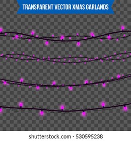 Abstract creative christmas garland light isolated on background. template. Vector illustration clipart art for Xmas holiday decoration. Concept idea design element. Realistic luminous bulb. Glow lamp