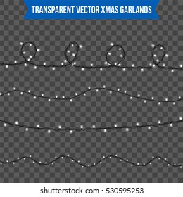 Abstract creative christmas garland light isolated on background. template. Vector illustration clipart art for Xmas holiday decoration. Concept idea design element. Realistic luminous bulb. Glow lamp