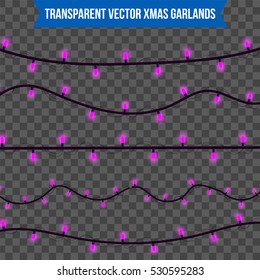 Abstract creative christmas garland light isolated on background. template. Vector illustration clipart art for Xmas holiday decoration. Concept idea design element. Realistic luminous bulb. Glow lamp
