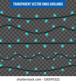 Abstract creative christmas garland light isolated on background. template. Vector illustration clipart art for Xmas holiday decoration. Concept idea design element. Realistic luminous bulb. Glow lamp