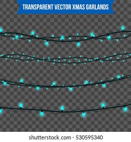 Abstract creative christmas garland light isolated on background. template. Vector illustration clipart art for Xmas holiday decoration. Concept idea design element. Realistic luminous bulb. Glow lamp