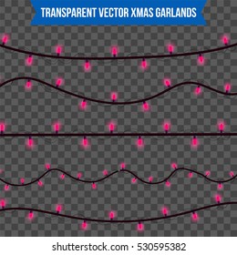 Abstract creative christmas garland light isolated on background. template. Vector illustration clipart art for Xmas holiday decoration. Concept idea design element. Realistic luminous bulb. Glow lamp