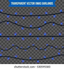 Abstract creative christmas garland light isolated on background. template. Vector illustration clipart art for Xmas holiday decoration. Concept idea design element. Realistic luminous bulb. Glow lamp