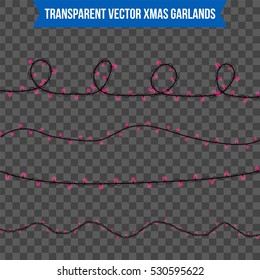 Abstract creative christmas garland light isolated on background. template. Vector illustration clipart art for Xmas holiday decoration. Concept idea design element. Realistic luminous bulb. Glow lamp