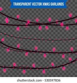 Abstract creative christmas garland light isolated on background. template. Vector illustration clipart art for Xmas holiday decoration. Concept idea design element. Realistic luminous bulb. Glow lamp