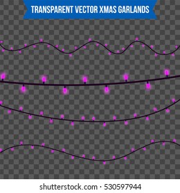 Abstract creative christmas garland light isolated on background. template. Vector illustration clipart art for Xmas holiday decoration. Concept idea design element. Realistic luminous bulb. Glow lamp