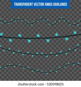 Abstract creative christmas garland light isolated on background. template. Vector illustration clipart art for Xmas holiday decoration. Concept idea design element. Realistic luminous bulb. Glow lamp