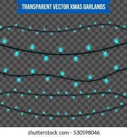 Abstract creative christmas garland light isolated on background. template. Vector illustration clipart art for Xmas holiday decoration. Concept idea design element. Realistic luminous bulb. Glow lamp