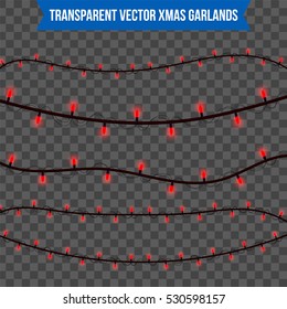 Abstract creative christmas garland light isolated on background. template. Vector illustration clipart art for Xmas holiday decoration. Concept idea design element. Realistic luminous bulb. Glow lamp