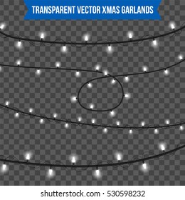 Abstract creative christmas garland light isolated on background. template. Vector illustration clipart art for Xmas holiday decoration. Concept idea design element. Realistic luminous bulb. Glow lamp