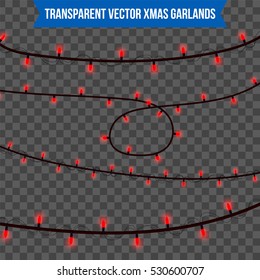 Abstract creative christmas garland light isolated on background. template. Vector illustration clipart art for Xmas holiday decoration. Concept idea design element. Realistic luminous bulb. Glow lamp