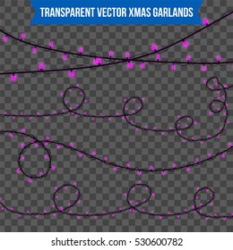 Abstract creative christmas garland light isolated on background. template. Vector illustration clipart art for Xmas holiday decoration. Concept idea design element. Realistic luminous bulb. Glow lamp