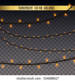 Abstract creative christmas garland light isolated on background. template. Vector illustration clipart art for Xmas holiday decoration. Concept idea design element. Realistic luminous bulb. Glow lamp