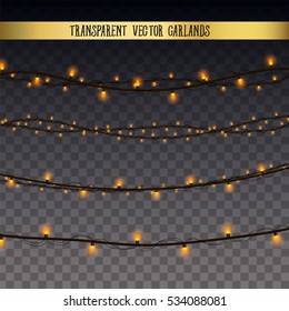 Abstract creative christmas garland light isolated on background. template. Vector illustration clipart art for Xmas holiday decoration. Concept idea design element. Realistic luminous bulb. Glow lamp