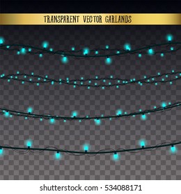 Abstract creative christmas garland light isolated on background. template. Vector illustration clipart art for Xmas holiday decoration. Concept idea design element. Realistic luminous bulb. Glow lamp