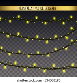 Abstract creative christmas garland light isolated on background. template. Vector illustration clipart art for Xmas holiday decoration. Concept idea design element. Realistic luminous bulb. Glow lamp