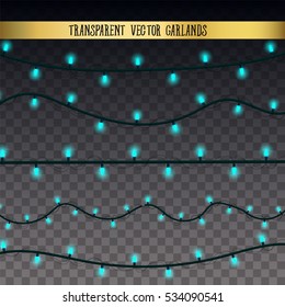 Abstract creative christmas garland light isolated on background. template. Vector illustration clipart art for Xmas holiday decoration. Concept idea design element. Realistic luminous bulb. Glow lamp