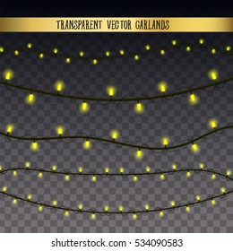 Abstract creative christmas garland light isolated on background. template. Vector illustration clipart art for Xmas holiday decoration. Concept idea design element. Realistic luminous bulb. Glow lamp
