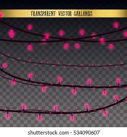 Abstract creative christmas garland light isolated on background. template. Vector illustration clipart art for Xmas holiday decoration. Concept idea design element. Realistic luminous bulb. Glow lamp