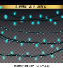 Abstract creative christmas garland light isolated on background. template. Vector illustration clipart art for Xmas holiday decoration. Concept idea design element. Realistic luminous bulb. Glow lamp