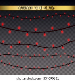 Abstract creative christmas garland light isolated on background. template. Vector illustration clipart art for Xmas holiday decoration. Concept idea design element. Realistic luminous bulb. Glow lamp