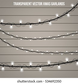 Abstract creative christmas garland light isolated on background. template. Vector illustration clipart art for Xmas holiday decoration. Concept idea design element. Realistic luminous bulb. Glow lamp