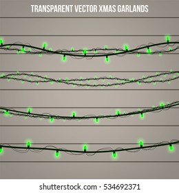 Abstract creative christmas garland light isolated on background. template. Vector illustration clipart art for Xmas holiday decoration. Concept idea design element. Realistic luminous bulb. Glow lamp